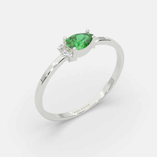Humayra Emerald Ring 18K White Gold