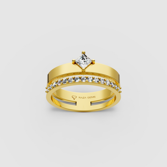 Isabella – 18K Gold Princess Cut Moissanite Elegant Stacking-Style Ring
