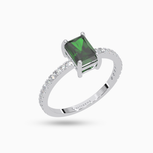 Emerald Ring Ali Silver