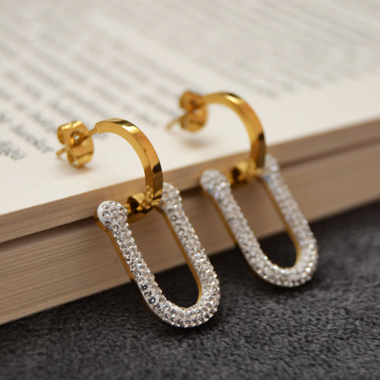 Moissanite Diamond In 18K Yellow Gold U Shape Earrings (EAR0410)