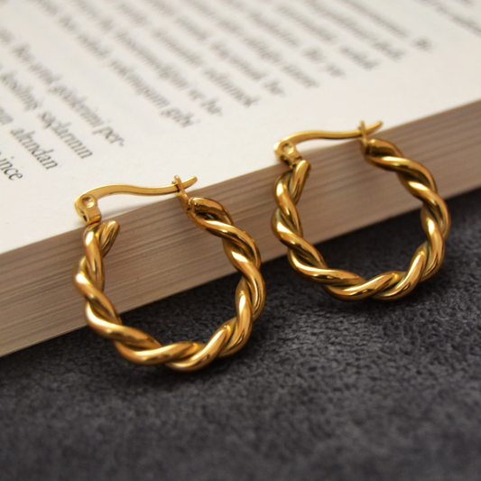 18K Yellow Gold Earrings for Womens Round Cut Shape (EAR0510)