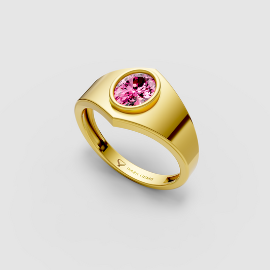 Molly - Pink Sapphire Signet Ring in 18K Solid Gold
