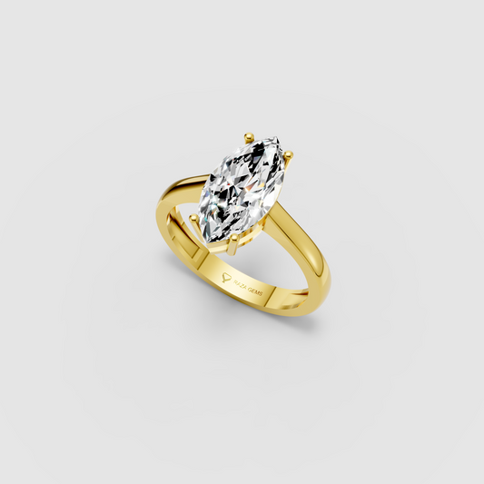 Astrid – Marquise Moissanite Solitaire Engagement Ring in 18KT Gold