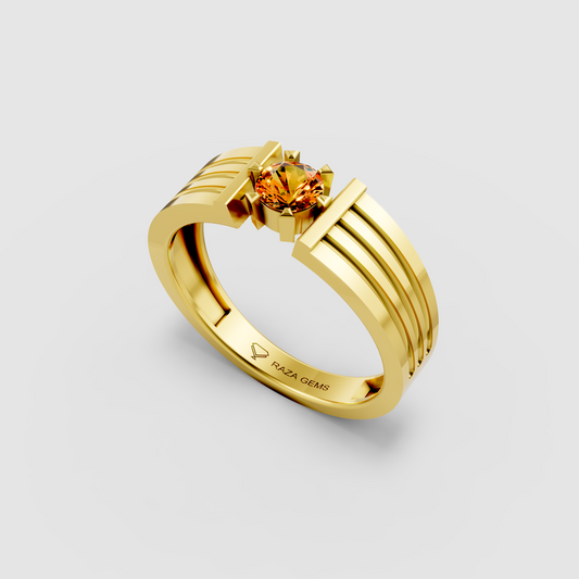 Maryam – 18K Solid Gold Orange Spinel Modern Four-Prong Band