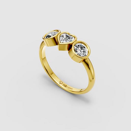 Isabella – Bezel-Set Heart Moissanite Ring | 18K Gold, White Gold & Rose Gold