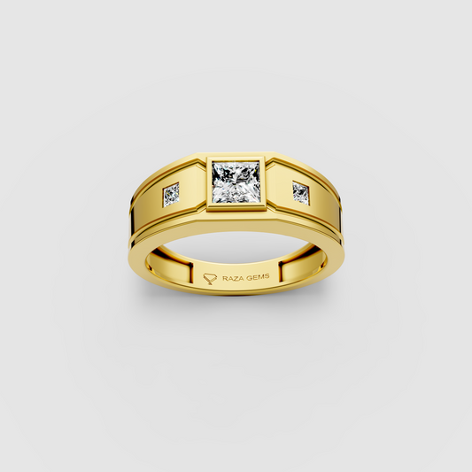 Luna – 18K Gold Trio Princess Cut Moissanite Architectural Ring