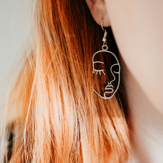 18K Yellow Gold Face Shaped Earrings for Womens (EAR0620)