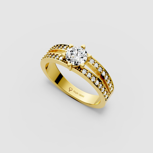 Bonnie – 18K Gold Moissanite Solitaire Engagement Ring with Accent Stones