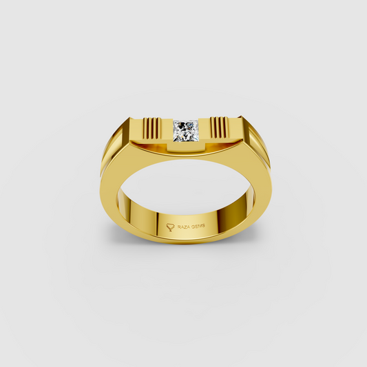 Layla – 18K Gold Princess Cut Moissanite Modern Solitaire Statement Ring