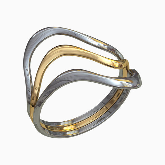 18K Yellow Gold & 18K white Gold /Mix Shape Ring women(RING0060)