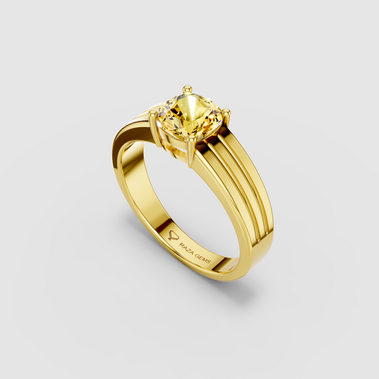 Juliana - 18K Gold Cushion Yellow Sapphire Signet Ring