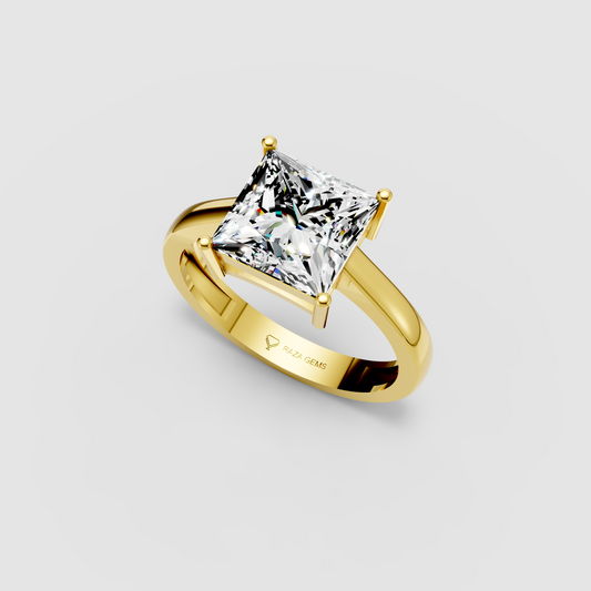 Aurora – Princess-Cut Moissanite Solitaire Engagement Ring in 18KT Gold