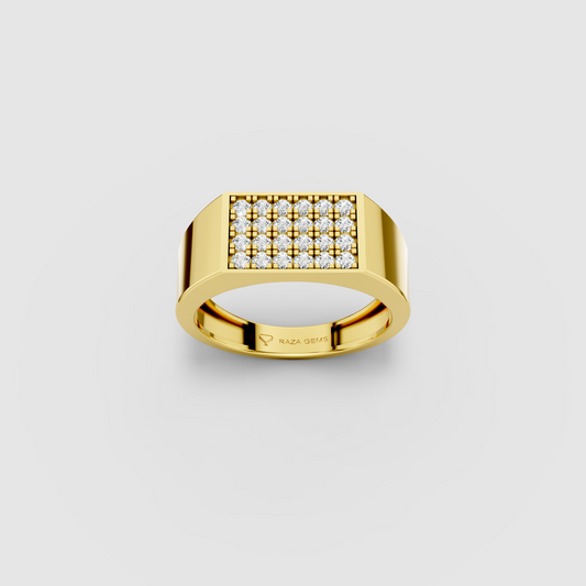 Mia - 18K Gold Pavé Moissanite Rectangular Signet Ring