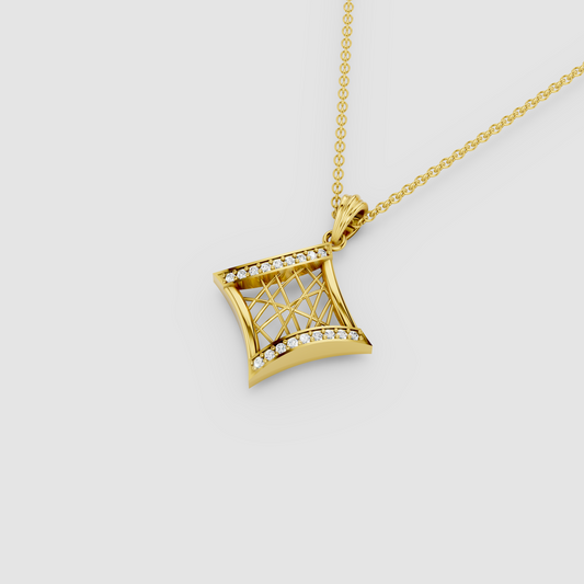Rebecca - 18K Gold Geometric Rhombus Moissanite Pendant (Pendant Only)"