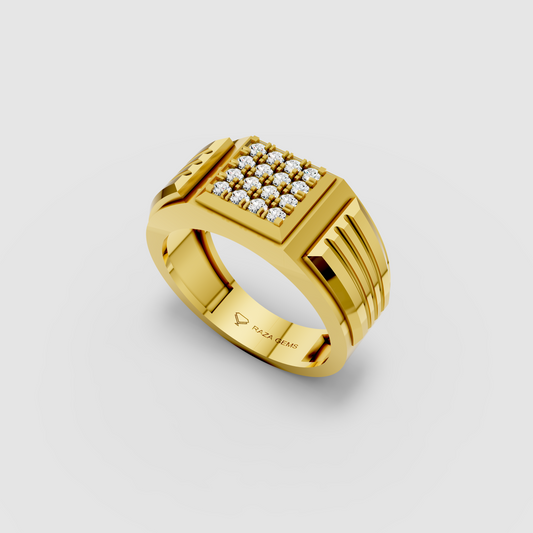 Iris – 18K Solid Gold Pave Moissanite Square Signet Ring