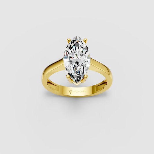 Astrid – Marquise Moissanite Solitaire Engagement Ring in 18KT Gold