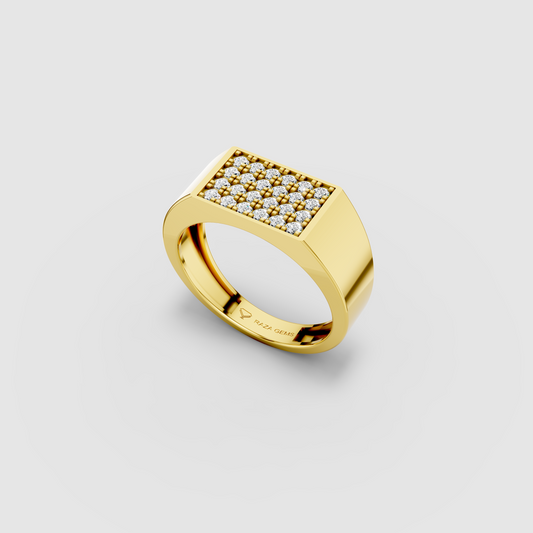 Mia - 18K Gold Pavé Moissanite Rectangular Signet Ring