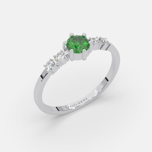 Ashraqat Emerald Ring 18k White Gold