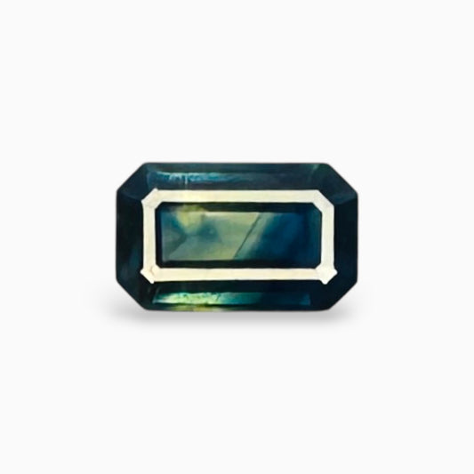 BI Color Sapphire Stone 0.52 Carats Emerald Cut