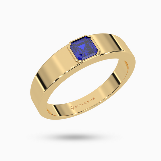 Blue Sapphire Ring  FarAz 18K Yellow Gold