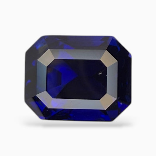 Blue Sapphire Stone Emerald Cut 4.03 Carats Royal Blue From Srilanka