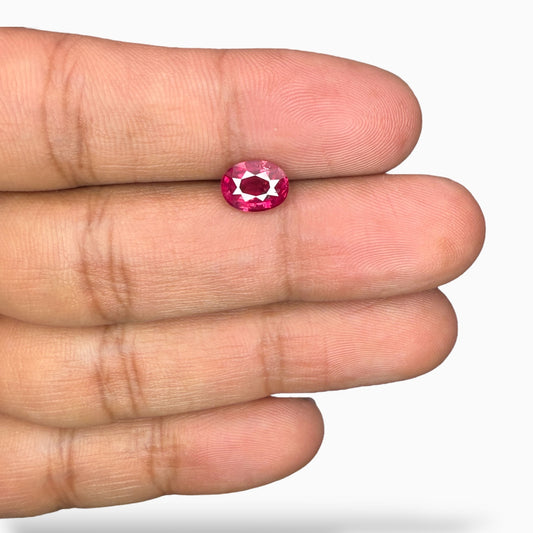 Burmise Ruby 1.84 Carats Oval Cut 8.54 x 6.49 x 3.69 mm Certified By IDL