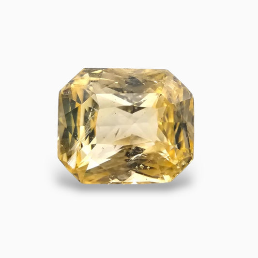 Buy Certified Natural Yellow Sapphire Gemstone 7.21 Carats Emerald Cut Shape 10.94x9.27 mm