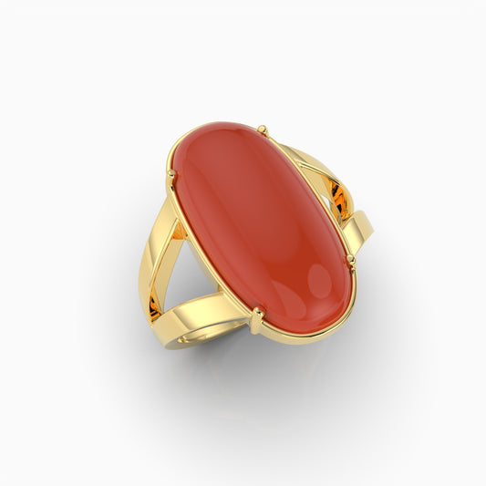 Natural Coral Ring in Capsule Shape - Alitzel