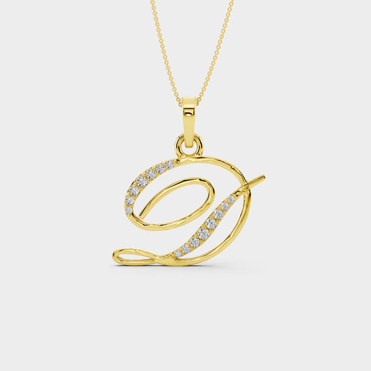 Gold D Pendant Necklace
