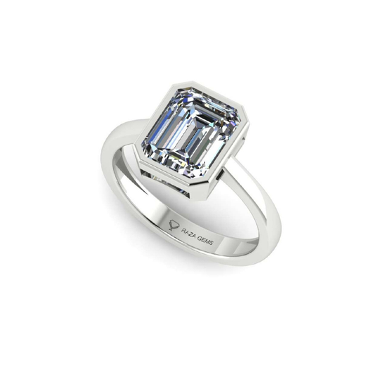 Natural Moissanite Stone Ring in 18K Yellow Gold