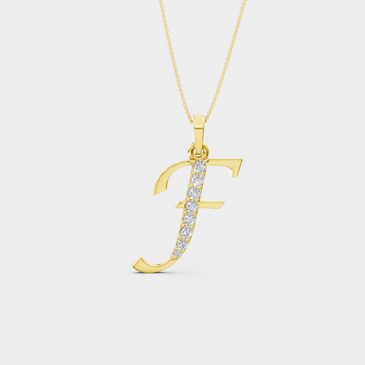 Letter F Gold Charm Necklace - Elani