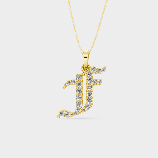 F Letter Pendant Gold - Malka