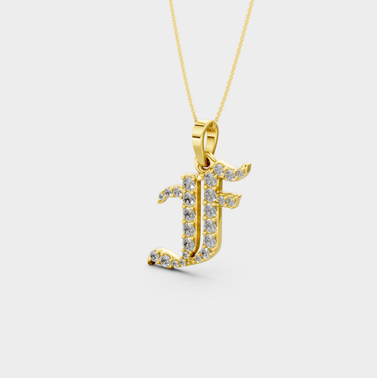 F Letter Pendant Gold - Malka