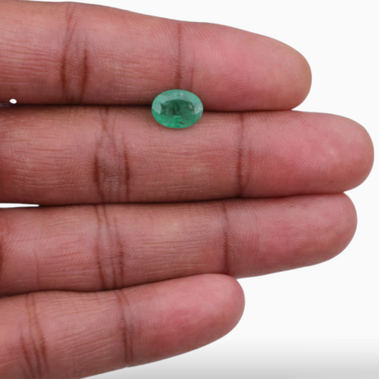 1.87 Carats Original Emerald Gemstone In Oval Shape & Size 10x7.5mm