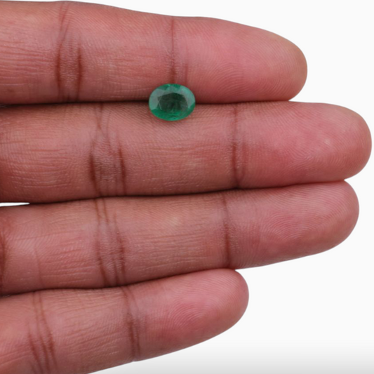 2.14 Carats Green Emerald Gemstone In Oval Shape & Size 9x7mm