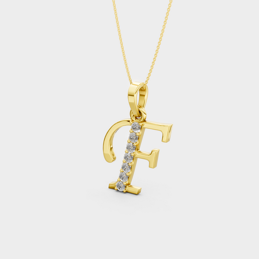 Letter F Gold Pendant Necklace - Arisbeth