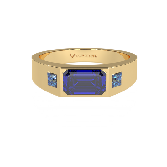 Blue Sapphire Ring  FarrokhzAd 18K Yellow Gold