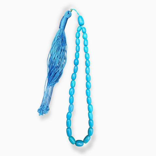 Feroza Stone Tasbeeh or Misbha Oval Beads 6-10 mm 86.28 Carats