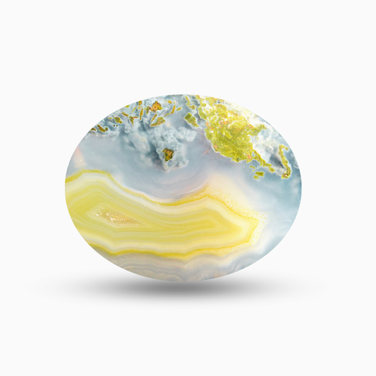 Natural Fortification Agate Stone in Oval Shape
