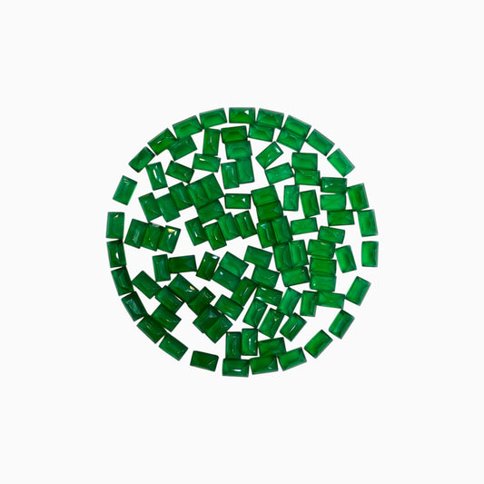 Green Onyx Baguette Cut Stone 5x3 mm Lot For Jewellery 0.30 Carats Per Piece