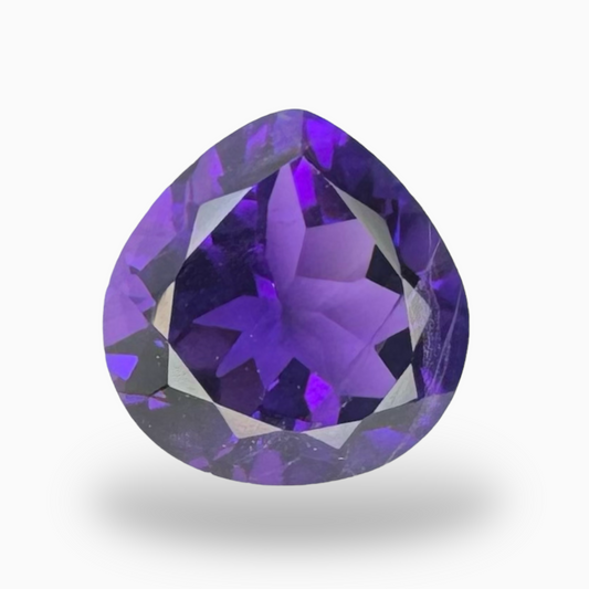 Natural Purple Amethyst Stone 4.06 Carats Pear Shape Cut 11mm