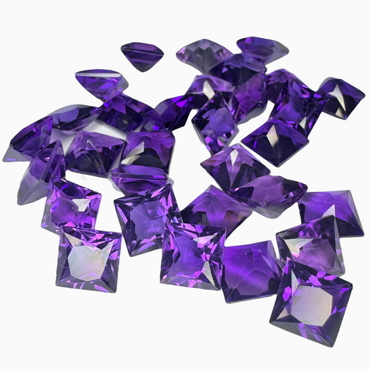 Wholesale Natural Purple Amethyst Stone 2.42 Carats Princess Shape 8X8mm