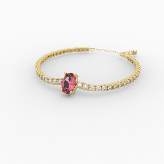 Rubellite Tourmaline Bracelets - Anna - Yellow Gold