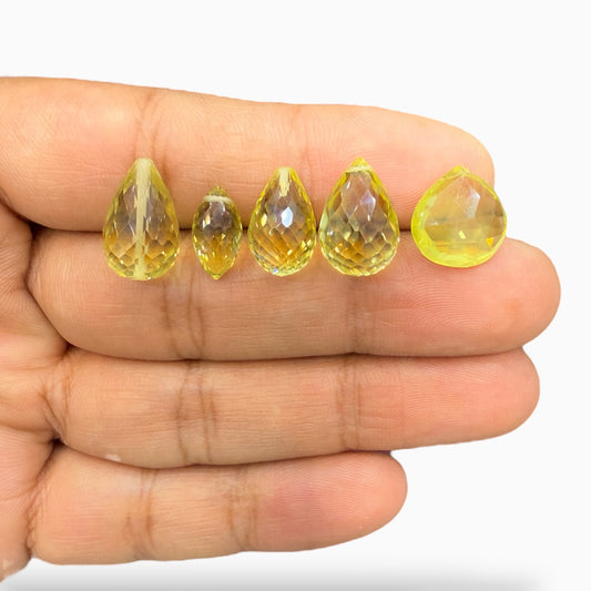 Lemon Topaz Stone Briolette With Drill For Jewellery From 1-10 Carats Lot