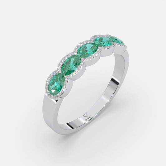 Lubna Emerald Ring 18k White Gold
