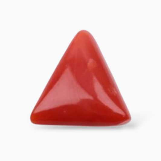 Coral Moonga Stone For Sale 3.18 Carats Triangle Shape Size 11mm