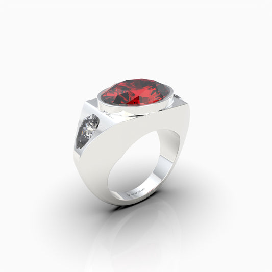 Men Rings with Stones in Ruby Ring and Diamond - Evelyn