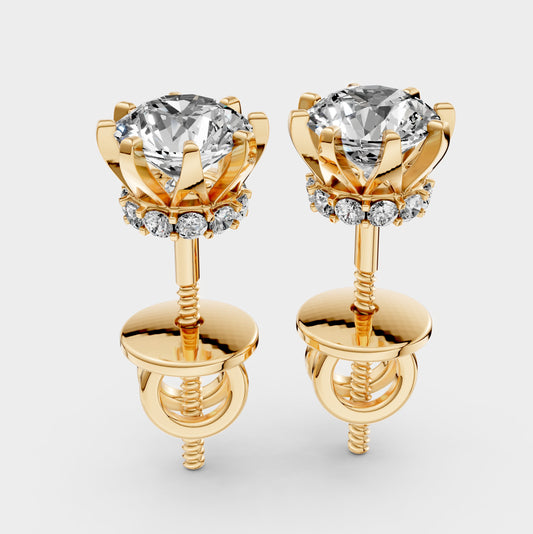Moissanite Earrings for Women – 18K Gold with 24 Sparkling Stones
