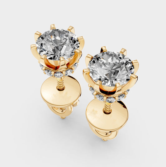 Moissanite Earrings for Women – 18K Gold with 24 Sparkling Stones