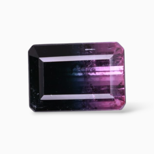 Natural Bi Color Tourmaline Stone 4.22 Carats in Emerald Cut Shape & Size 10.9x7.6mm